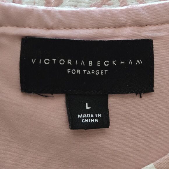 Victoria Beckham Target Pink Blush Floral Jacquard Brocade Shift Dress Fits L/XL - Picture 9 of 12